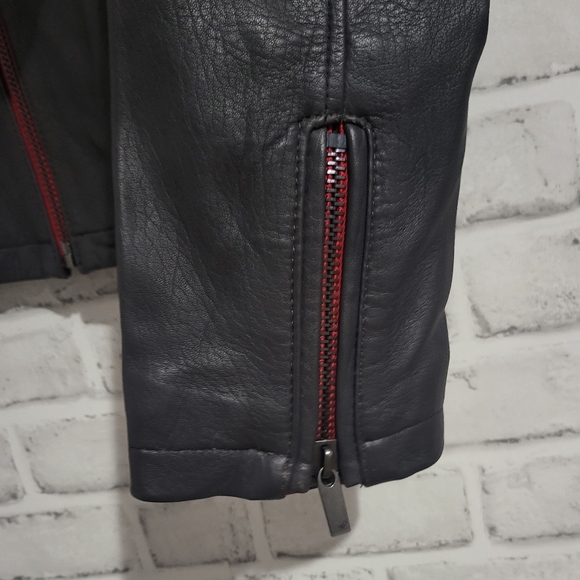 William Rast Genuine Leather Moto Jacket Grey size M - Picture 5 of 11